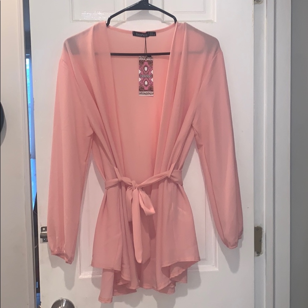 NWT Baby pink woven wrap top